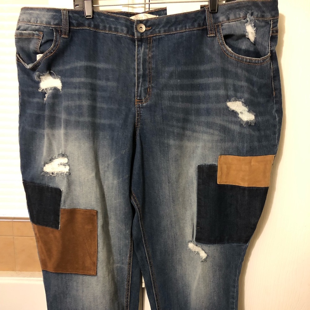 Destructed Patchwork Denim Jeans